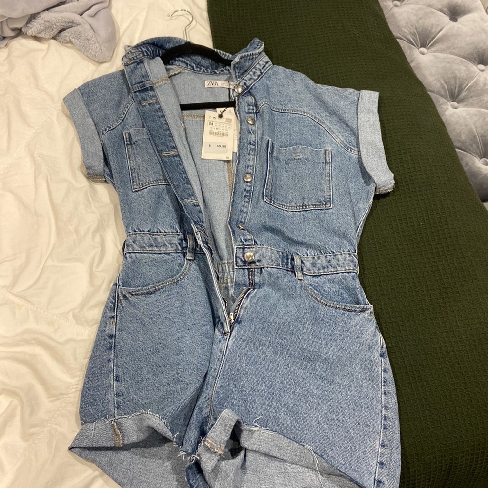 ZARA Jean short jumpsuit NWT